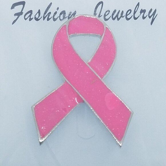 Pin Set of 4 Pin Pink Ribbon Breast Cancer Pink Silver 1 1/2" Tall - Picture 3 of 4